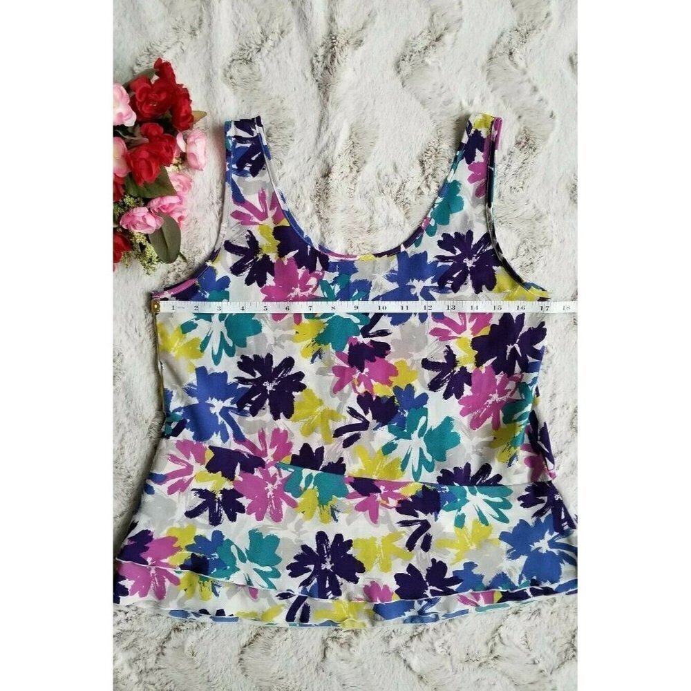 Gap White Springtime Multicolor Floral Sleeveless Top Size S - Picture 9 of 9